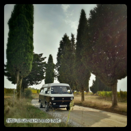 Mit dem Bulli – einem VW Bus T3 – in der Toskana campen